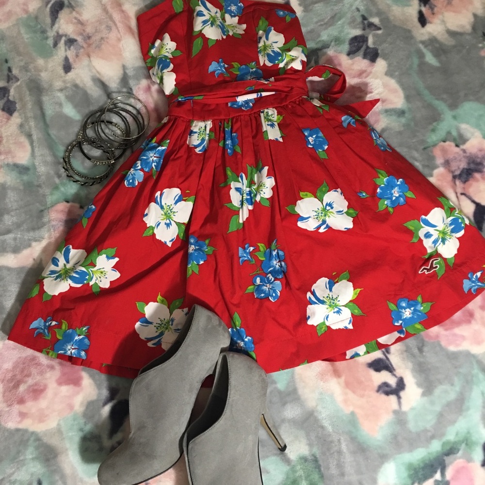 Red Floral Print Dres